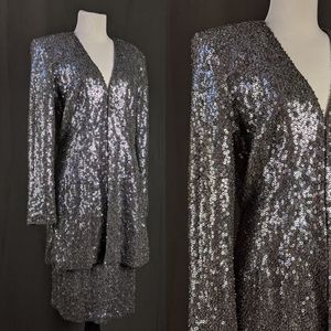 Sale!Beaded sequins blazer and skirt set